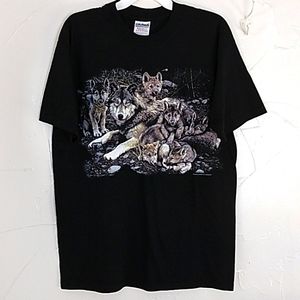 Vintage Wolf‎ Pack T Shirt Men's Size Large Gildan 100% Cotton Excellent …